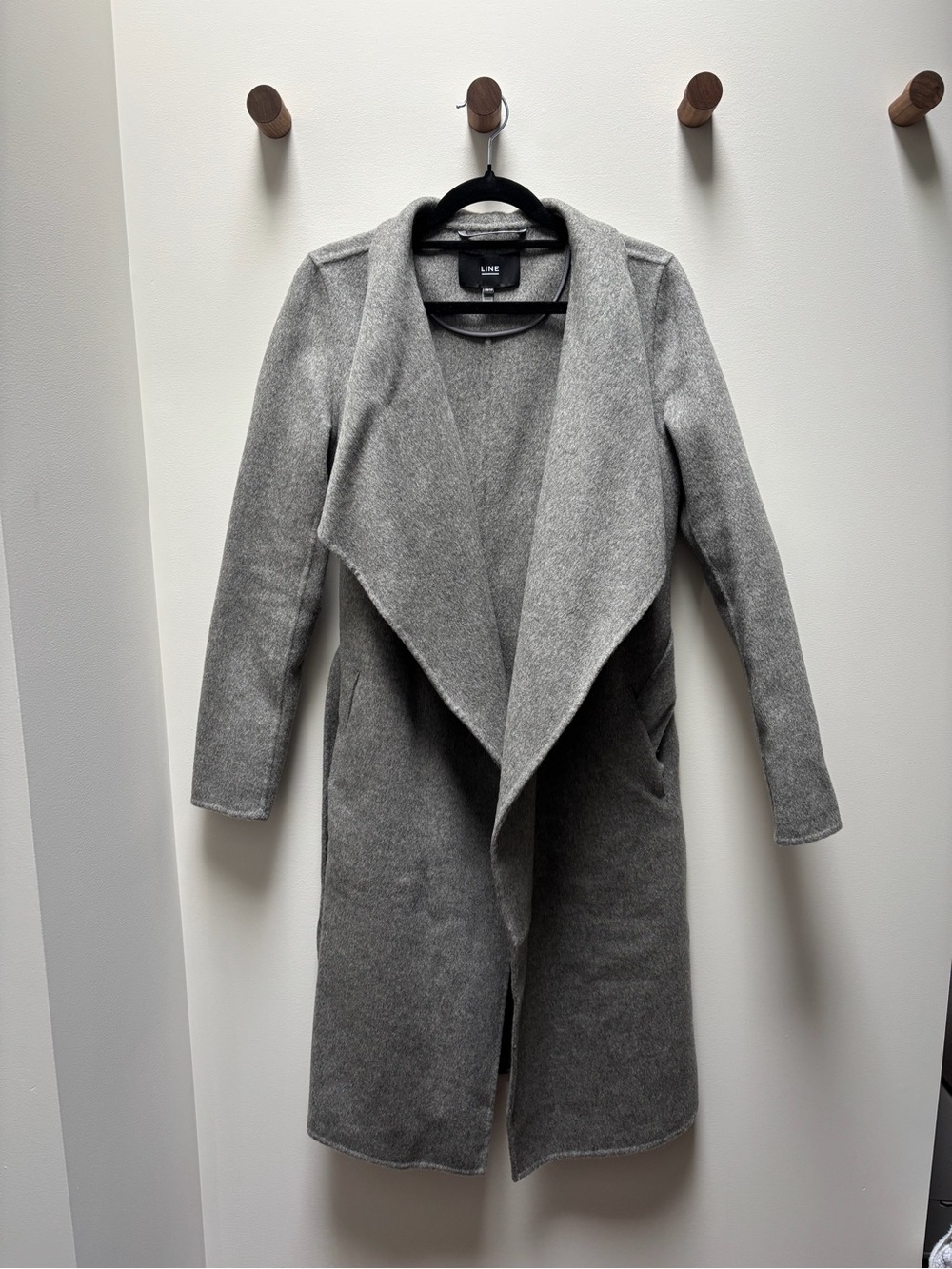 Gray Long Open-Front Coat